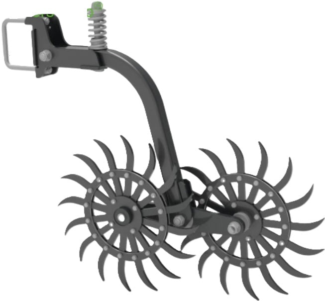 Double wheel rotary hoe element